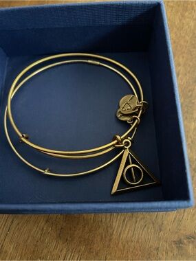 Alex and Ani Gold Deathly Hallows Charm Bangle Bracelet